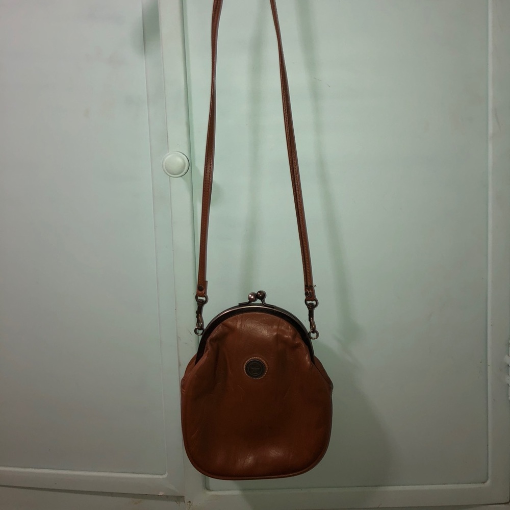 Cute tan leather big coin purse